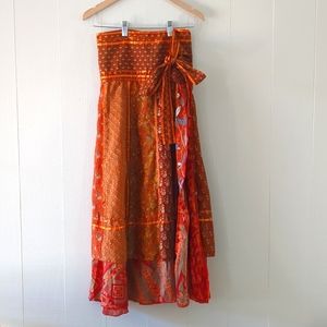 Patchwork Wrap Maxi Skirt
